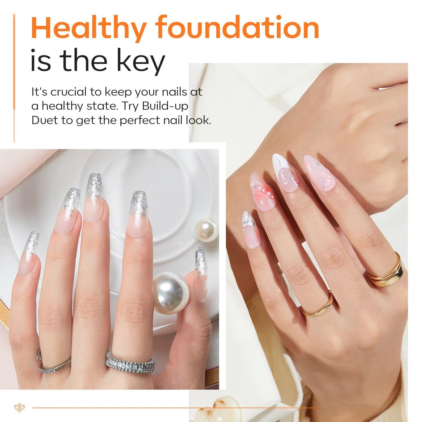 modelones Builder Nail Gel with Gel Top Coat, 8-In-One Clear Builder Acid Free Top Coat for Nail Thickening Apex Building Extension Shine Finish and Long Lasting, LED Lamp Cured 10ml DIY Home Salon