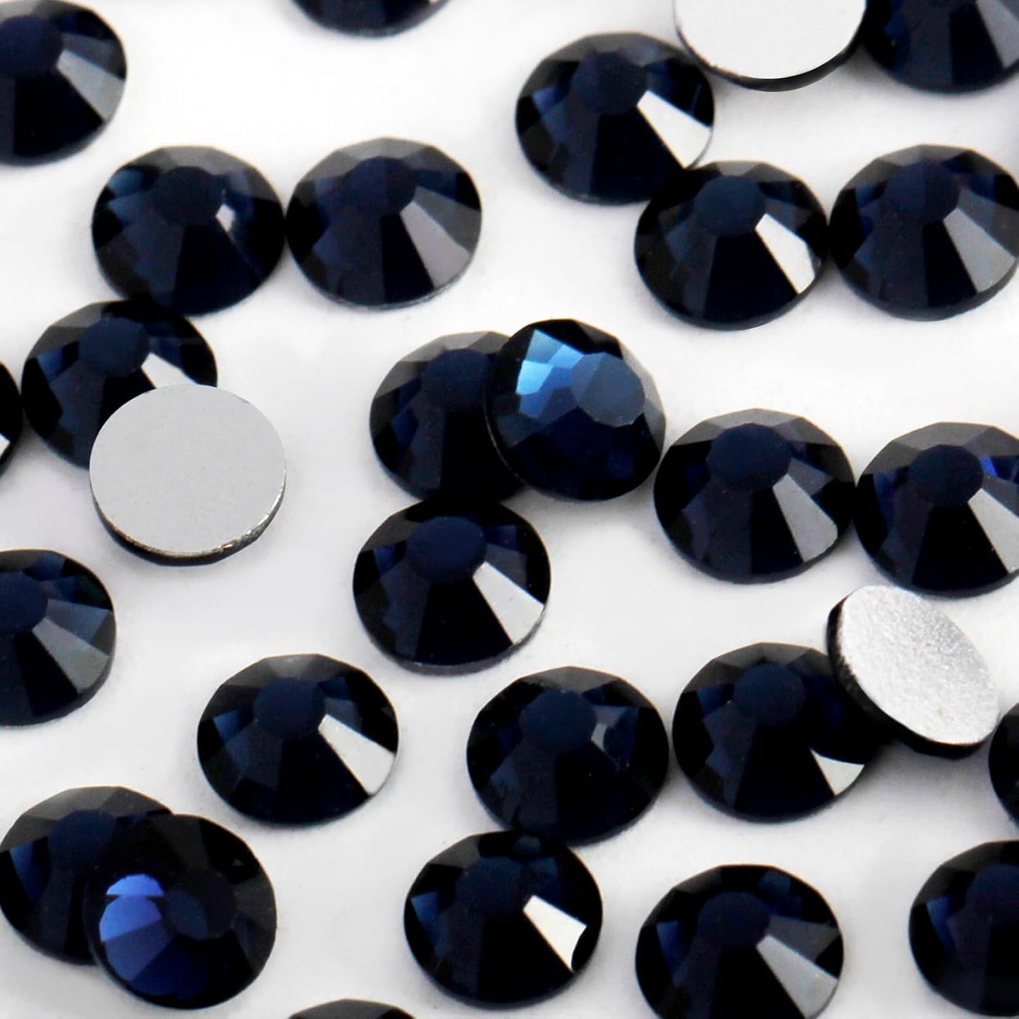 2000 PCS SS12 Flatback Rhinestones,12-Facet Diamond-Cut Glass Gems for Nail Art,Clothing,DIY Crafts,Glue-On Decoration Stones with Silver Backing,Montana