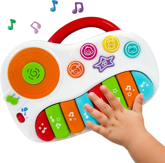 Musical Piano Toy for 1-3 Years Old Toddlers with Keyboard Note, DJ Mixer and Light-Up Buttons - Educational and Fun for Both Boys and Girl