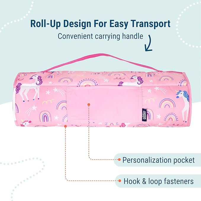 Wildkin 43-inch Kids Nap Mat – Soft Microfiber Toddler Sleeping Mat with Pillow