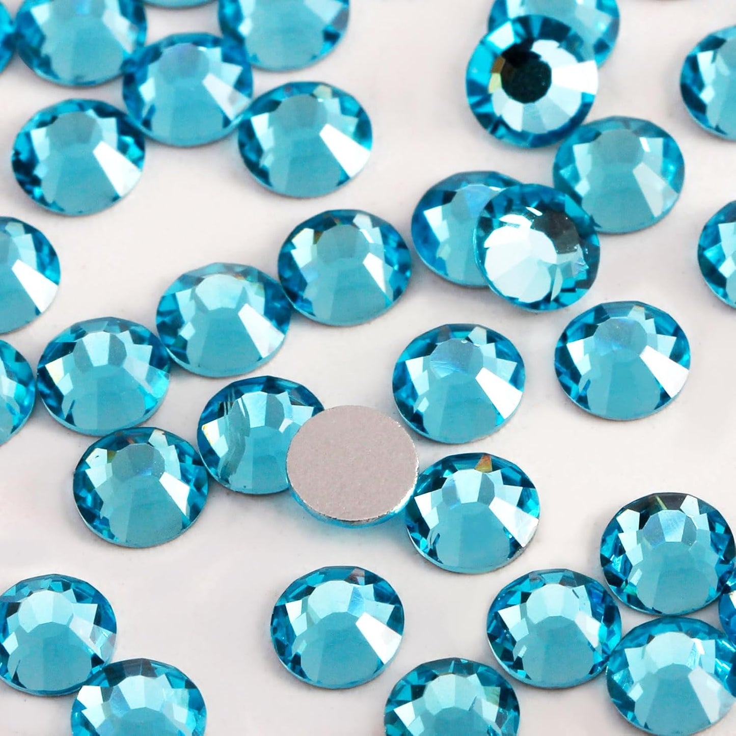 5000 PCS SS6 Flatback Rhinestones,12-Facet Diamond-Cut Glass Gems for Nail Art,Clothing,DIY Crafts,Glue-On Decoration Stones with Silver Backing,Aquamarine