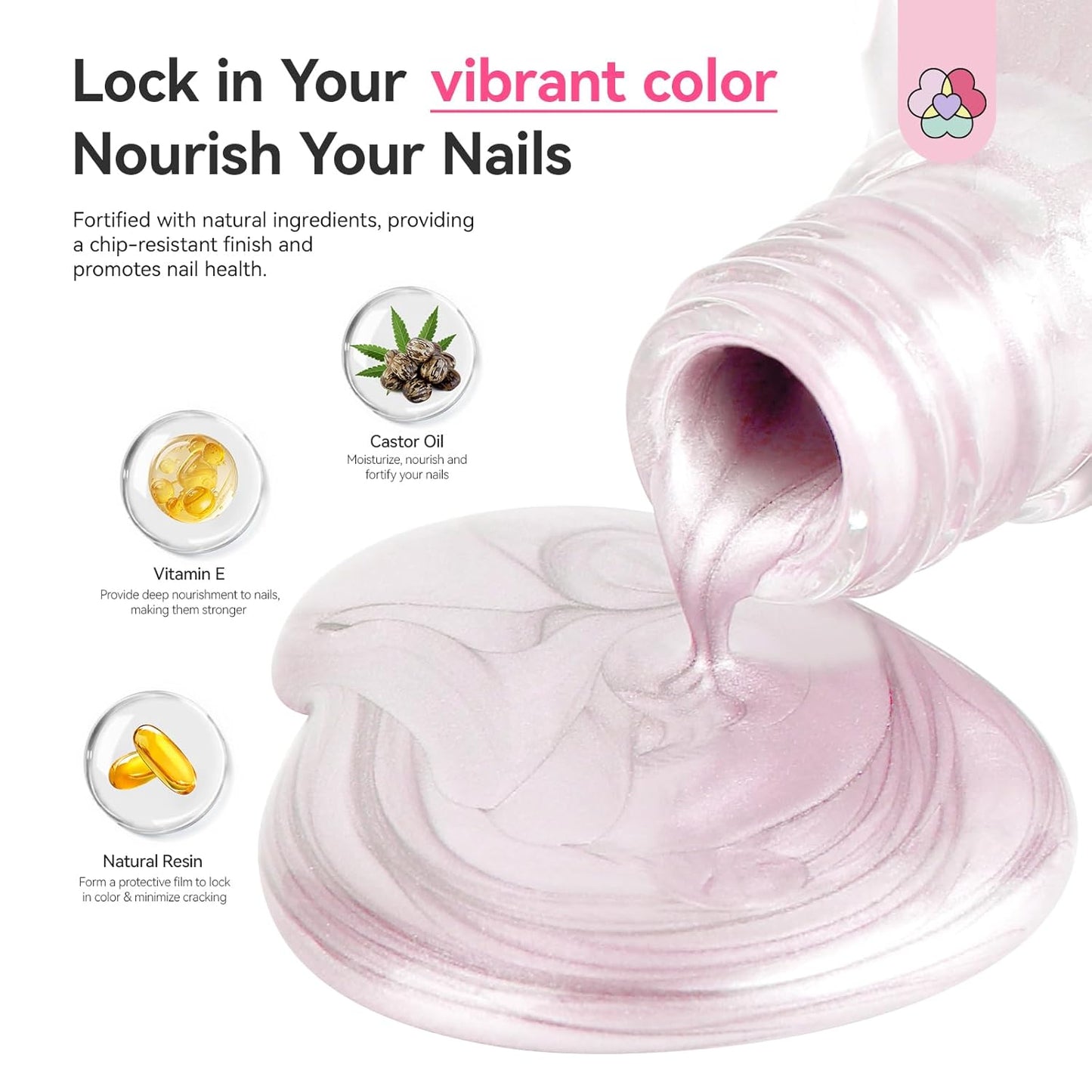 SAVILAND Color Artistry Pearl Pink Nail Polish: 7 Days Shimmer Aurora Finish Fingernail Polish Quick Dry Glitter Pink Fingernail Polish Regular Bulk Toe Nail Lacquer Non Gel DIY Home Women Manicure