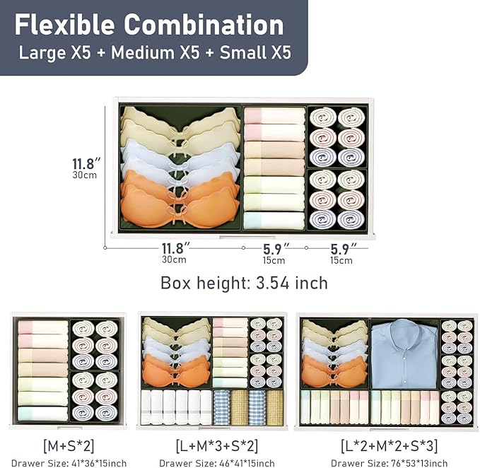 DIMJ Drawer Organizer Clothes - 18 Pack Closet Drawer Organizer Bins for Baby Clothes Storage, Fabric Dresser Organizer for Nursery Bedroom, Foldable Small Drawer Dividers for Underwear Socks