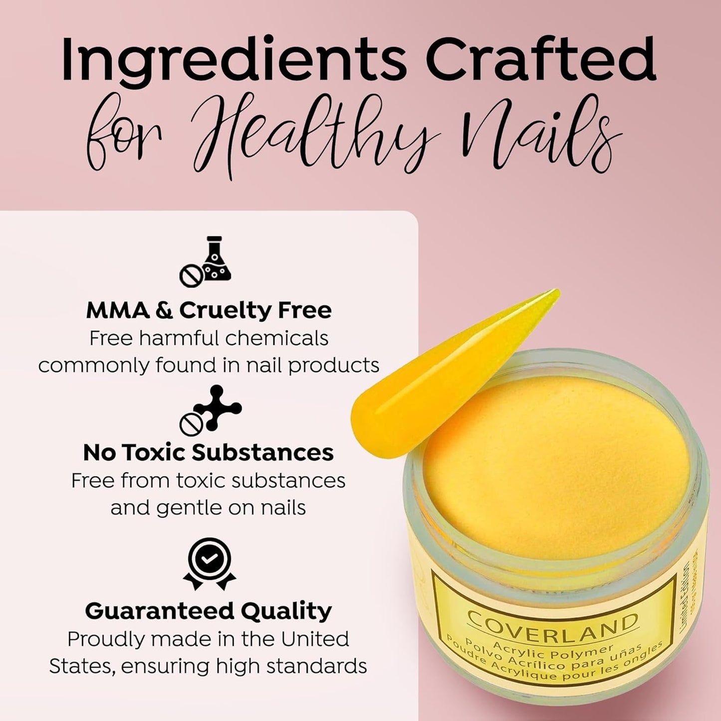 Tones Coverland Acrylic Powder | Sunflower | 1.5 Oz | Limited Edition for Nail Design | Sculpting | Masking Bed Imperfections | Professional Supplies