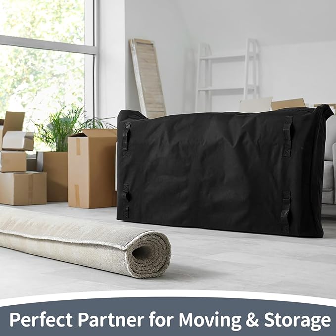 1 Pcs Crib Mattress Storage Bag with Zipper and 8 Reinforced Handles Oxford Cloth Waterproof Crib Mattress Protector Bag for Storage, 52.5 x 28 x 6.5 Inches (Black)