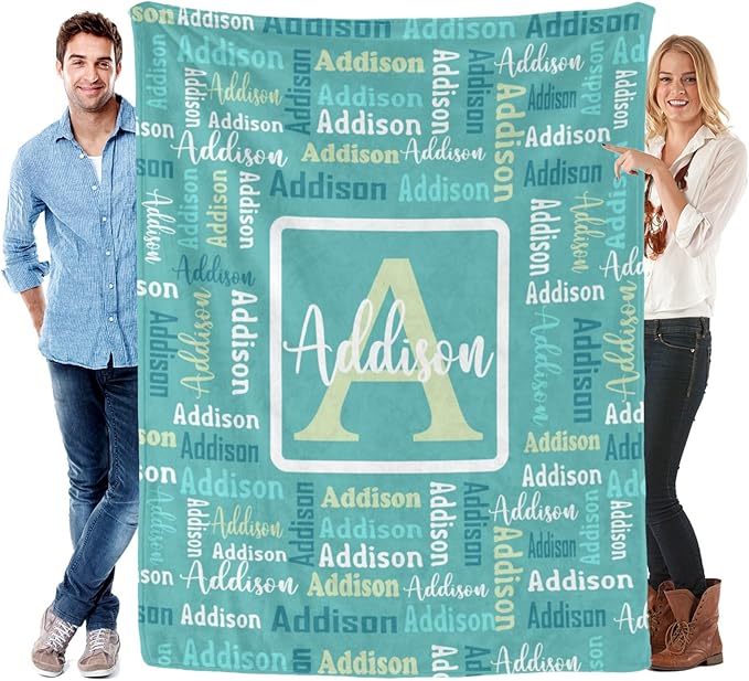 Dr.TOUGH Name Blanket Personalized Blanket for Adult Kids Flannel Customized Personalized Blankets and Throws
