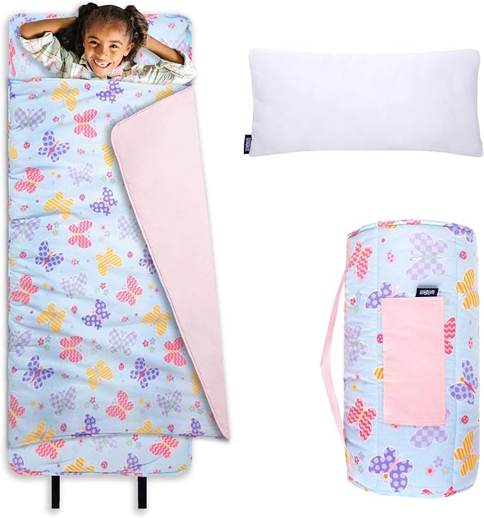 Wildkin Kids Original Nap Mat – Cozy Kids Sleep Mat with Pillow, ideal for School & Travel