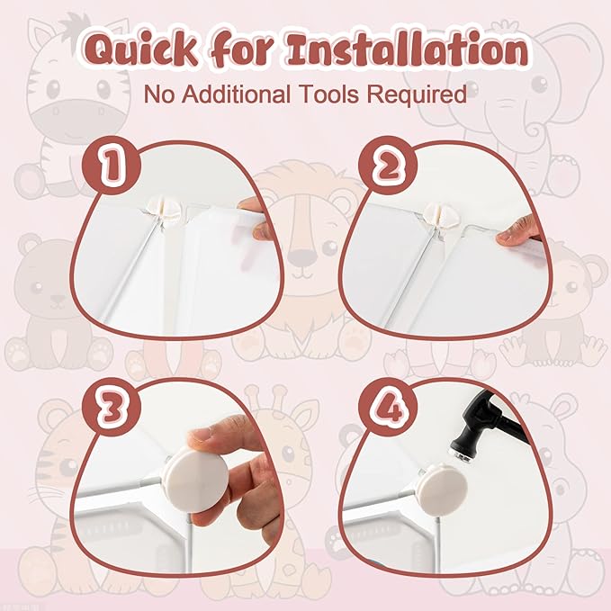 Costzon Kids Closet, Cartoon DIY Modular Dresser Storage Organizer with 8 Cubes & Clothes Hanging Rack, Portable Armoire for Baby Toddlers, Kids Wardrobe for Bedroom Nursery, White