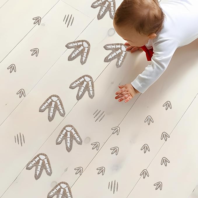 Glow in The Dark Dinosaur Footprints Wall Decals, Peel and Stick Cute Dino Track Stickers for Kids, Removable Dinosaur Wall Stickers for Baby Nursery Bedroom (Blue)