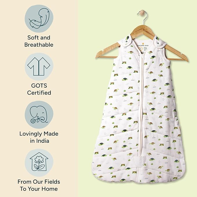 1.5 TOG Sleep Sack - Premium Organic Cotton, Soft, Breathable, Wearable Blanket for Newborns, Infants & Toddlers (6-12 Months), Unisex Baby Sleeping Bag, Gifts for Babies