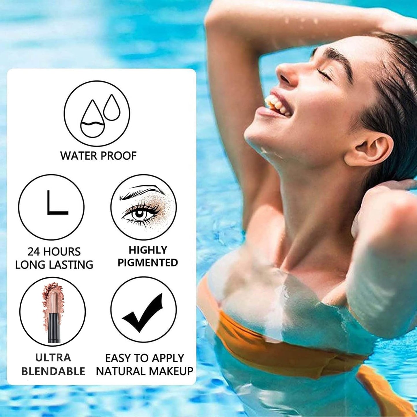 White Eyeshadow Stick Makeup, Cream Shimmer Eye Shadow Pencil, Hypoallergenic Waterproof Long Lasting Crayon, Smooth Glitter Primer Palette Eyeliner Make up