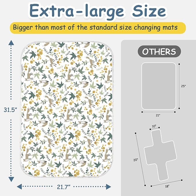 Baby Diaper Changing Pad – 31.5" x 21.5" Extra Large Waterproof Absorbent Portable Changing Mat, Reusable Changing Pad Liner for Travel or at Home Use(Fox)