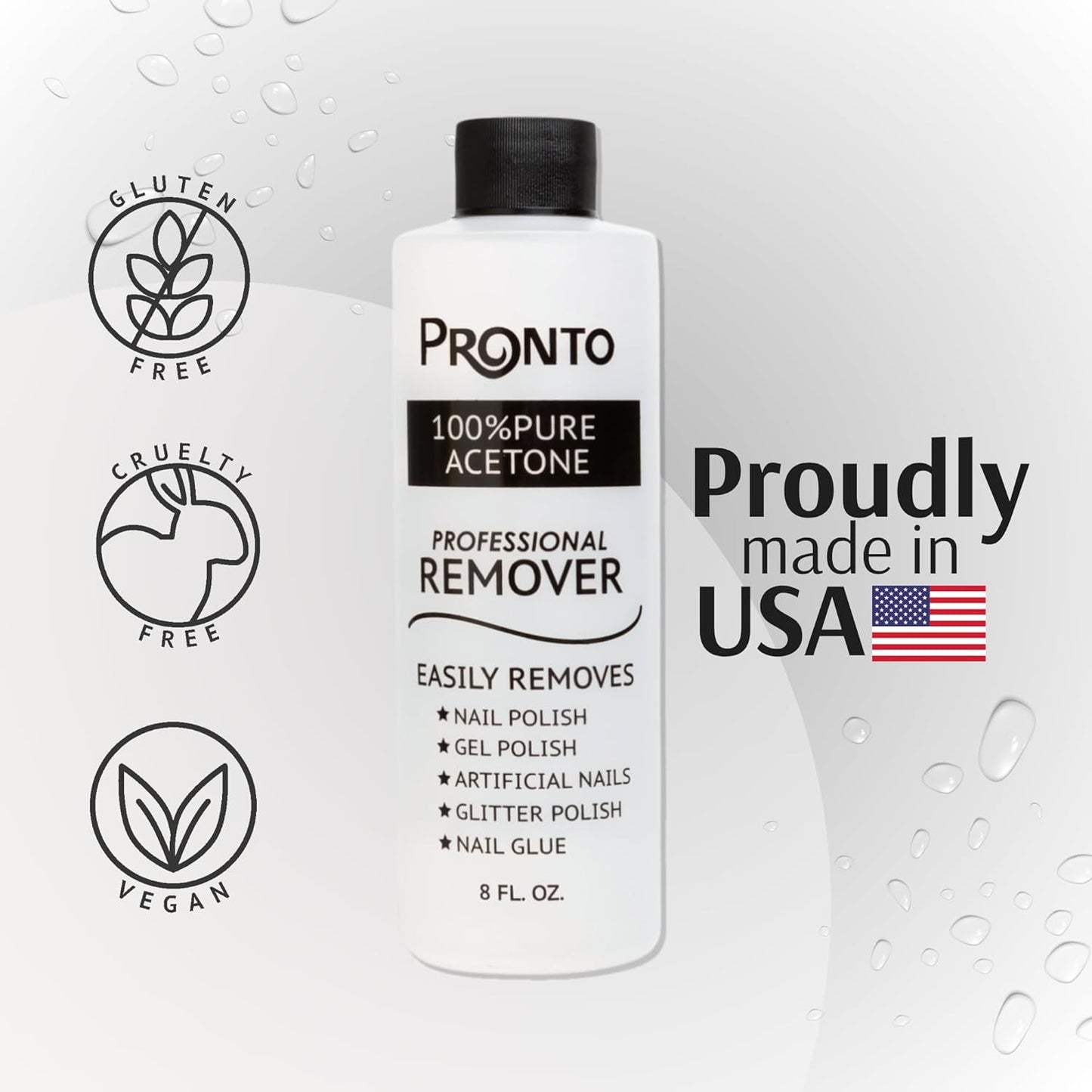 Pronto 100% Acetone Nail Polish Remover - Gel Polish Remover for Nails | Acetone Nail Polish Remover & Remover For Nails, Glue, Gel, Acrylic & Dip | 100 Percent Pure Acetone, 16 Fl oz (Pack of 1)