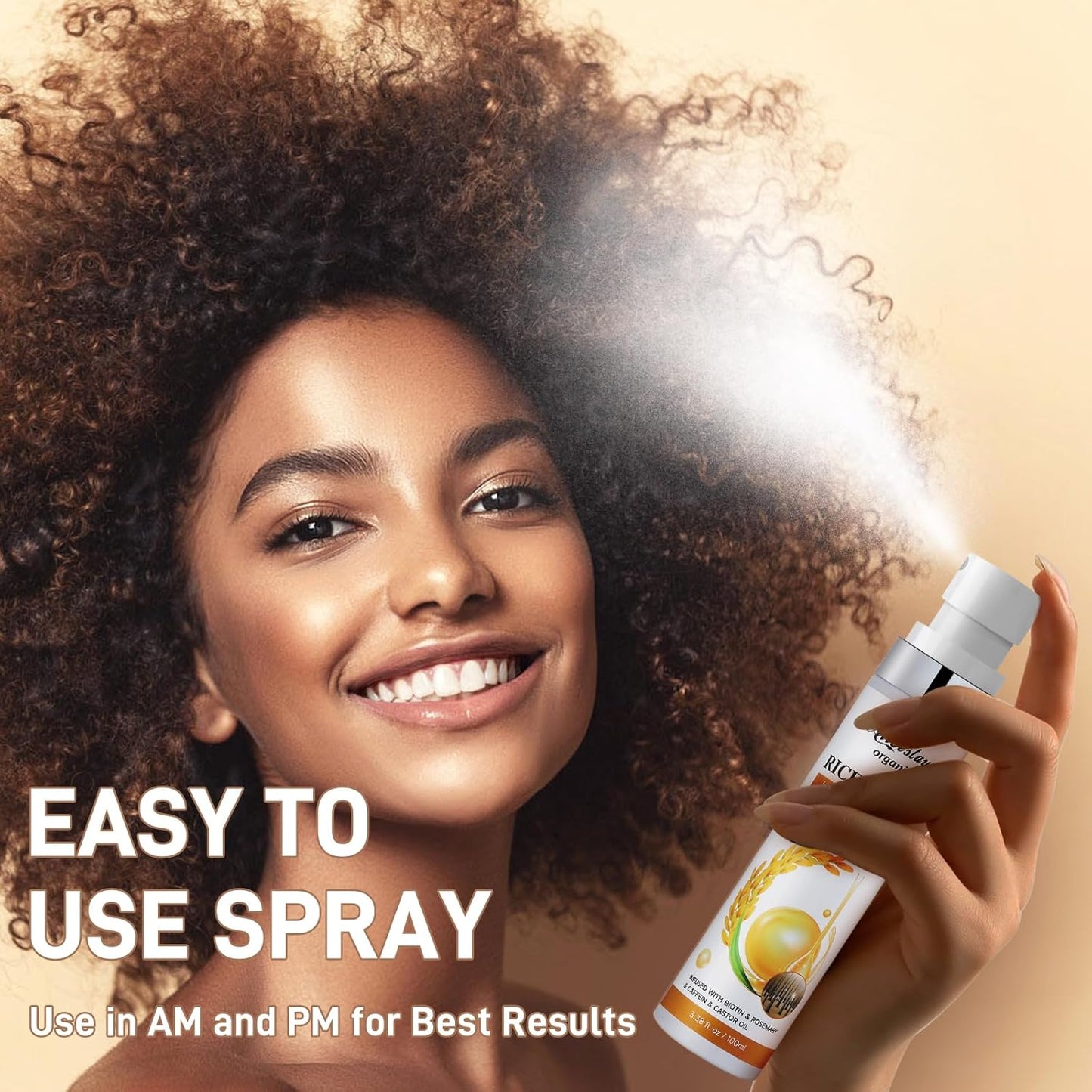 Rice Water Hair Growth Serum - Infused with Rosemary, Biotin, Caffeine, Non-Greasy Formula for Hair Loss, Damaged & Dry Hair, Thicker, Longer, Fuller Hair (3.38 OZ(Upgrade))