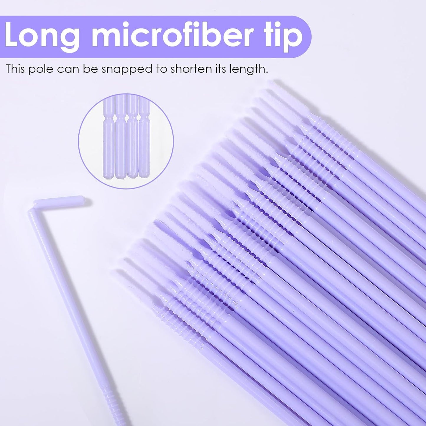 200 Pcs Disposable Micro Applicator Brush, Microswabs for Eyelash Extensions, Long tip Microbrush, Micro Cotton Swabs for Eyelash Extensions, Makeup, Personal Care (Light Purple)