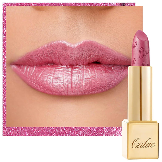 Oulac Pink Lipstick for Women with Metallic 3D Shine Lightweight Hydrating Formula, High Impact Lip Color, Vegan Beauty, Full Coverage Lip Makeup, Christmas Gifts for Women, Hip & Hippie(11)