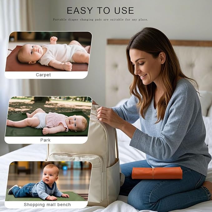 Sage Green Diaper Changing Pad for Baby, Portable Baby Changing Mat for Travel or Home, Foldable Mat Fits Perfectly in Diaper Bag (67-03)