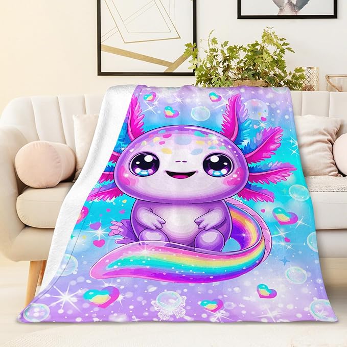 Girls Blanket Throw for Toddler Kids, 30x40 Inches Lightweight Soft Cute Rainbow Animal Throw Blankets for Sofa Couch Bed Daughter Birthday Gift