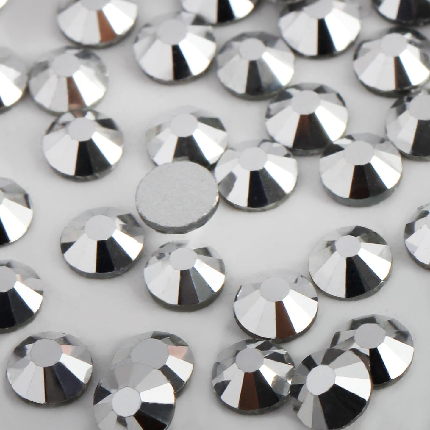 5000 PCS SS6 Flatback Rhinestones,12-Facet Diamond-Cut Glass Gems for Nail Art,Clothing,DIY Crafts,Glue-On Decoration Stones with Silver Backing,Silver Hematite