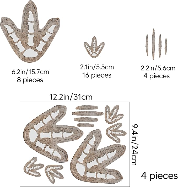 Glow in The Dark Dinosaur Footprints Wall Decals, Peel and Stick Cute Dino Track Stickers for Kids, Removable Dinosaur Wall Stickers for Baby Nursery Bedroom