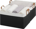 StorageWorks Storage Bins, Fabric Storage Bins for Shelves, Extra Large Storage Baskets with Metal Frame, Closet Baskets and Bins with Handles, Jumbo, Black and White, 2-Pack