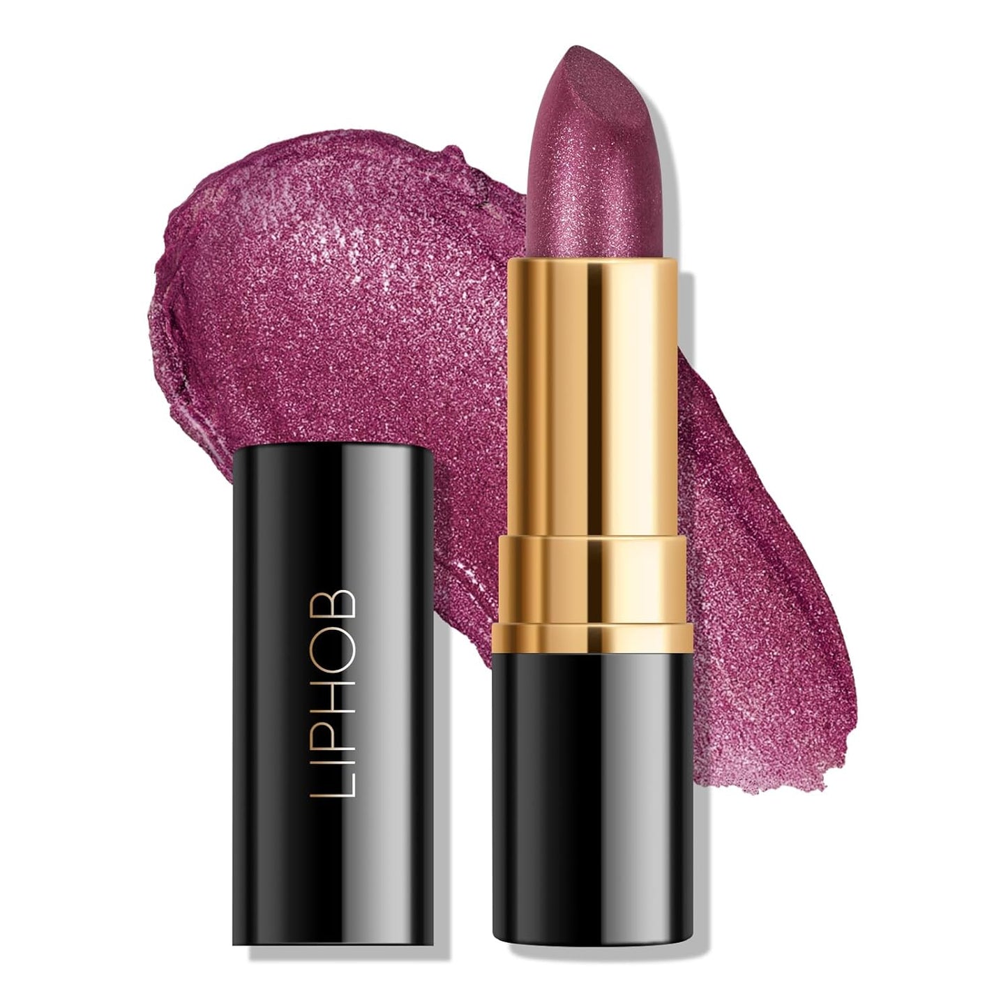 KYDA Purple Shimmer Lipstick, Metallic Pearl Lipstick, Lasting Non-sticky Glitter Lips Color, High Glossy Lips Makeup for Women, Mulberry