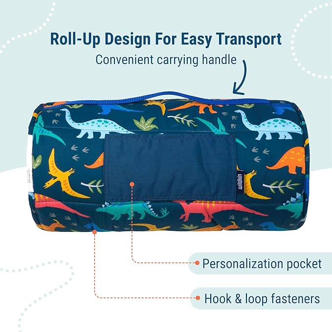 Wildkin Kids Original Nap Mat – Cozy Kids Sleep Mat with Pillow, Ideal for School & Travel - Jurassic Dinosaurs