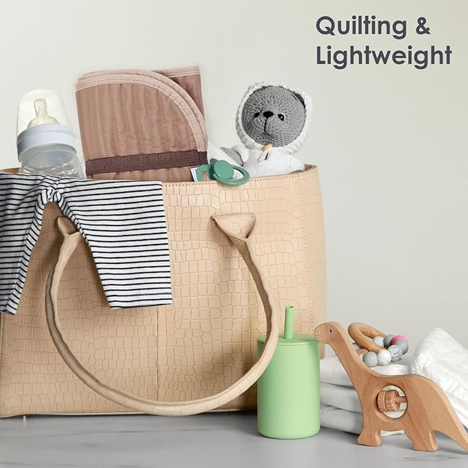 Portable Diaper Changing Pad-Quilted Thicker Waterproof Changing Pad-Change Pad Liner Bed Pad Play Mat-Travel Diaper Changing Pad (Coffee)