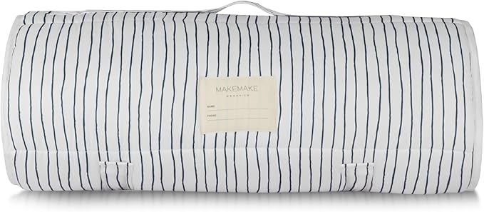 Makemake Organics GOTS Certified Organic Cotton Nap Mat with Detachable Pillow for Kids Soft Sleeping Bag for Toddlers, Boys, Girls - Ideal for Daycare, Preschool, Kindergarten