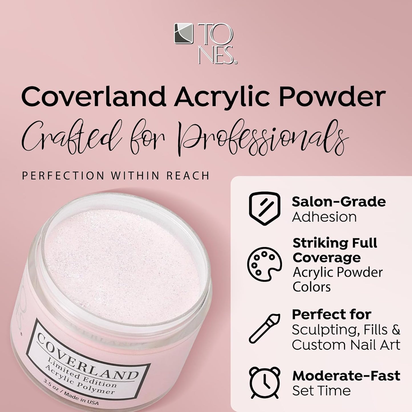 TONES Coverland Acrylic Powder | Petite Goyave | 3.5Oz | Limited Edition | Professional Nail Enhancement | Strong - Long Lasting Formula | Bubble Free Finish