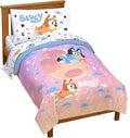 Jay Franco Bluey & Bingo Toddler Comforter Set - 4 Piece Bed Set Includes Sheet Set & Pillow Covers - Super Soft Clouds & Stars Kids Bedding