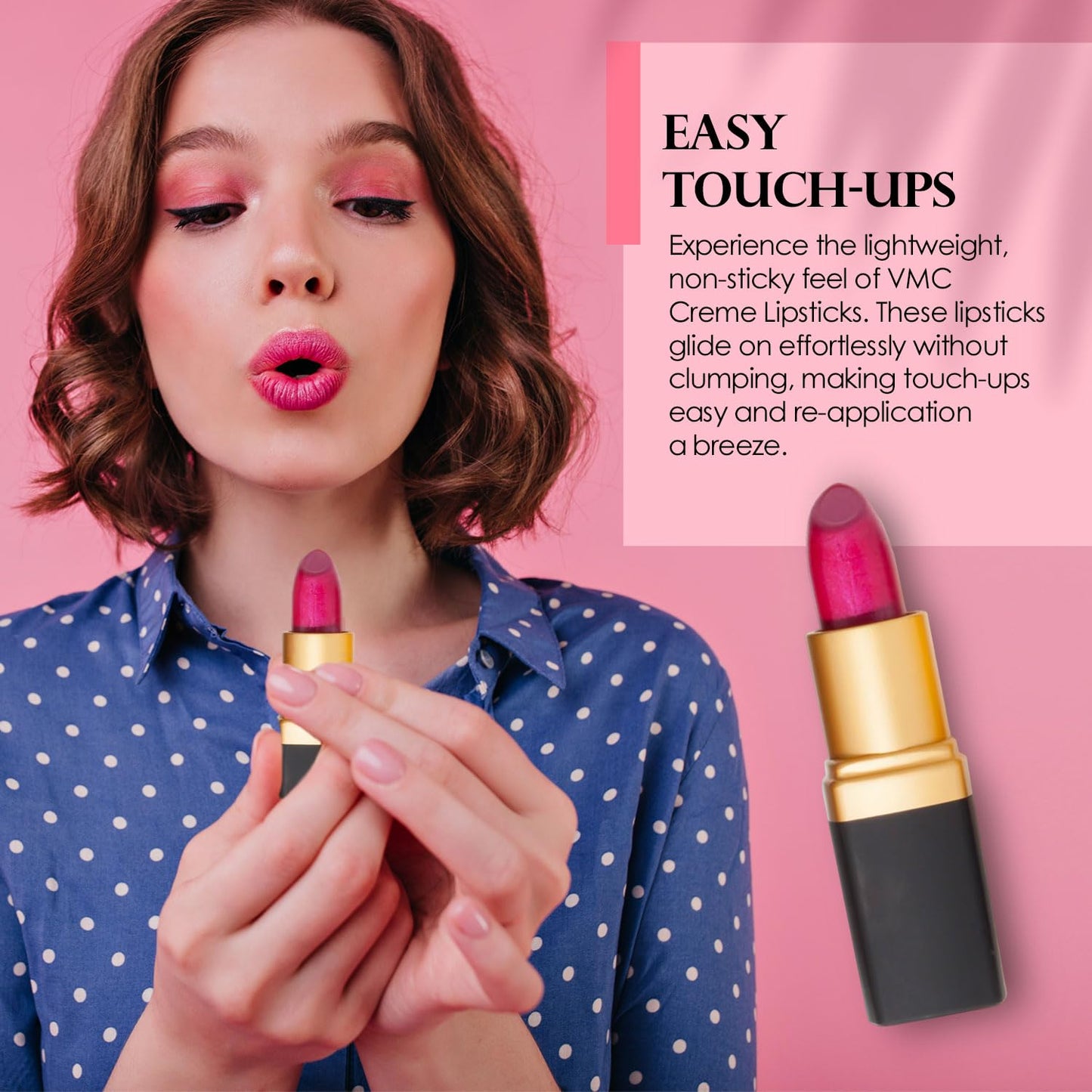 Vera Moore Creme Lipstick, Long Lasting, Lightweight, Moisturizing Opaque Color with Staying Power, Fragrance, and Paraben Free Cosmetics Soft Lipstick (Fuchsia)