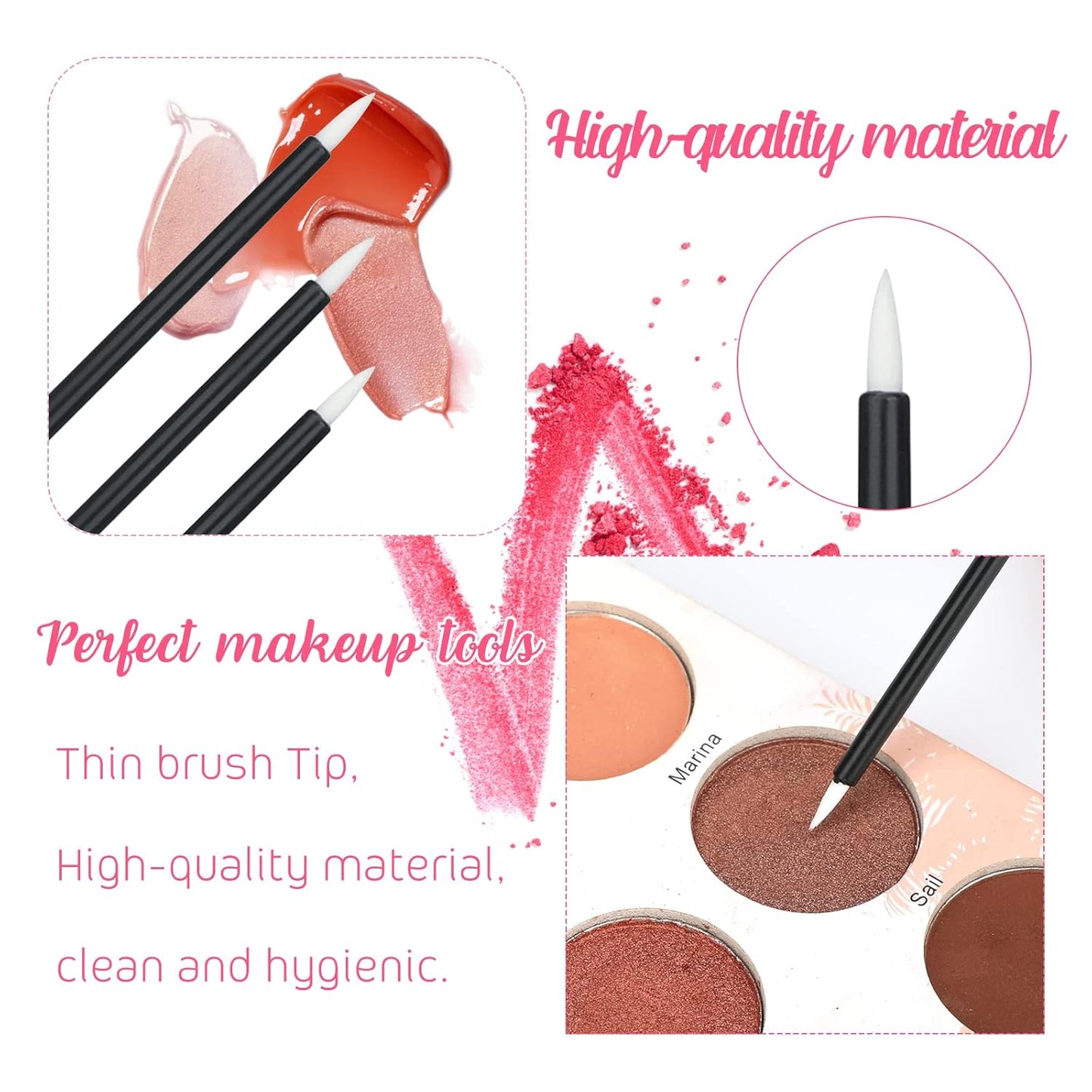 G2PLUS 100PCS Disposable Eyeliner Brush, Makeup Brushes Applicator, Cosmetic Eye Wands, Eyeliner Brush Applicator for Lip Liners, Eye Makeup, Eyelashes and Detail Painting (Black)