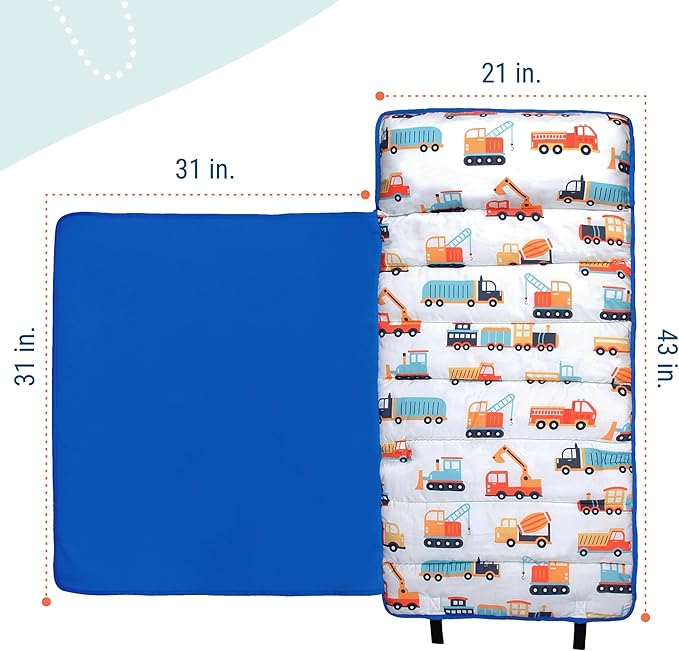 Wildkin 43-inch Kids Nap Mat – Soft Microfiber Toddler Sleeping Mat with Pillow