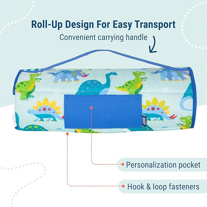 Wildkin 43-inch Kids Nap Mat – Soft Microfiber Toddler Sleeping Mat with Pillow