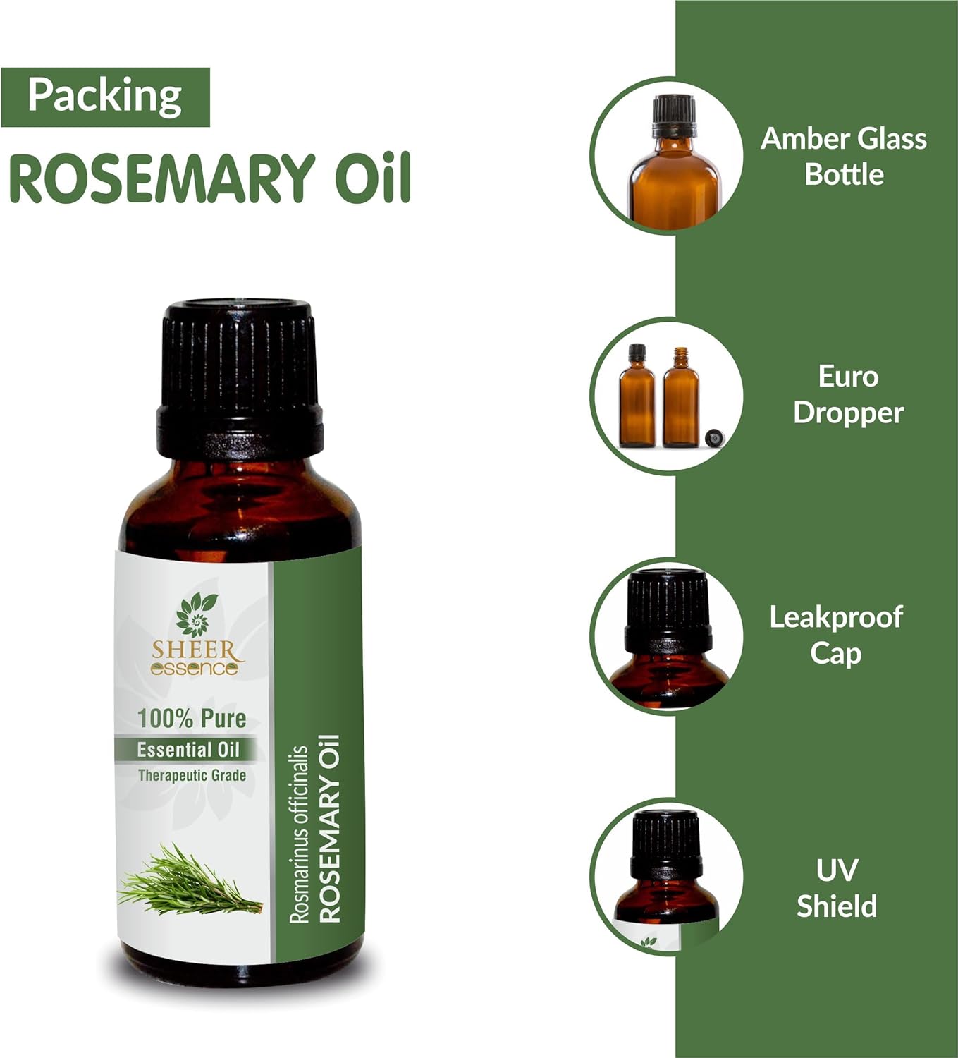 Rose Mary Oil -(Rosmarinus Officinalis)- Essential Oil 100% Pure Natural Undiluted Uncut Therapeutic Grade Oil 3.38 FL.OZ