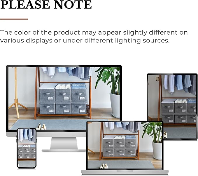 GRANNY SAYS Closet Organizers and Storage, Fabric Storage bins with Label Holder, Shelf Baskets for Organizing Bedroom, Decorative Storage Containers for Wardrobe, Dark Gray, Extra Large, 3-Pack