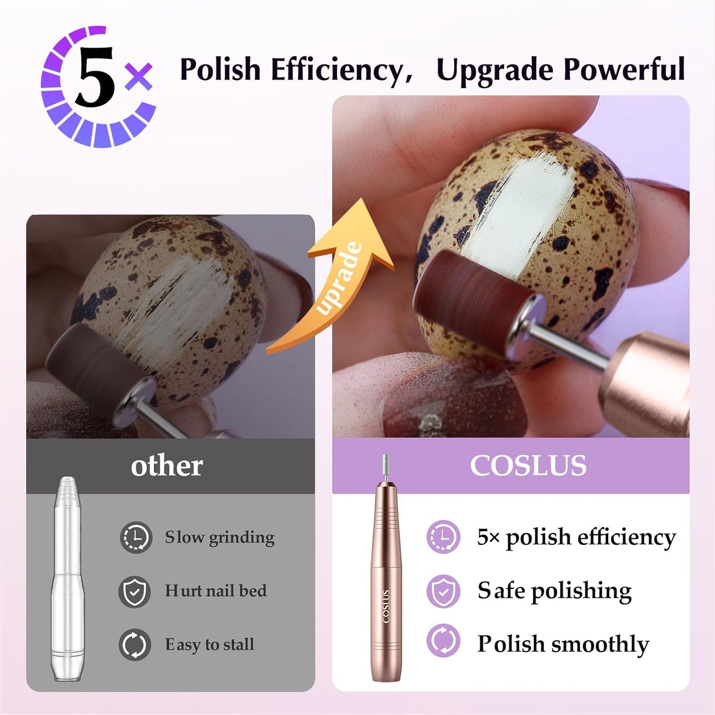 COSLUS Electric Nail Drill File Professional: for Acrylic Gel Dip Powder Nails Portable Nail Machine Kit Manicure Pedicure Tools Polishing Set with Nail Drill Bits Sanding Bands