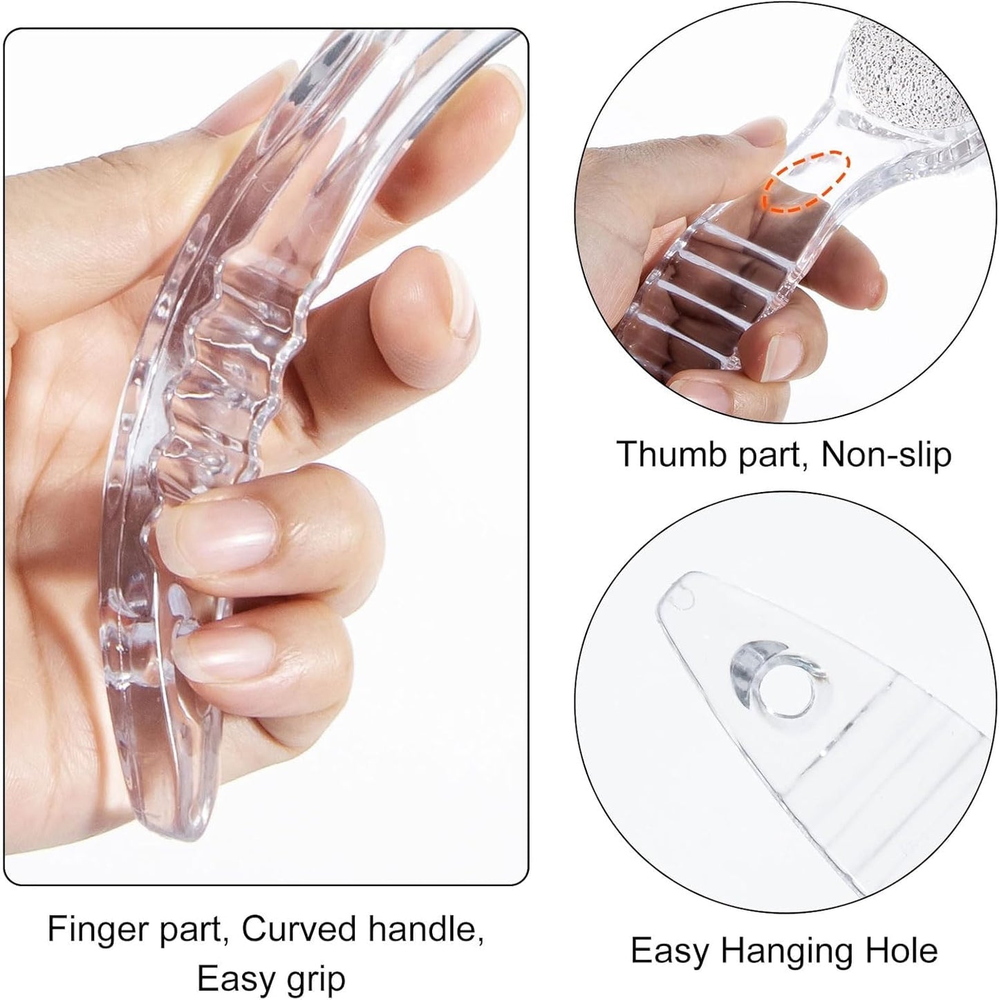 6 Pcs Foot Pumice Stone Brush Calluses Remover, Ooloveminso Large Foot Scrubber Foot File with Handle 2 in 1 Suitable for Horniness Foot Spa, Foot Care Smooth Skin (Transparent)