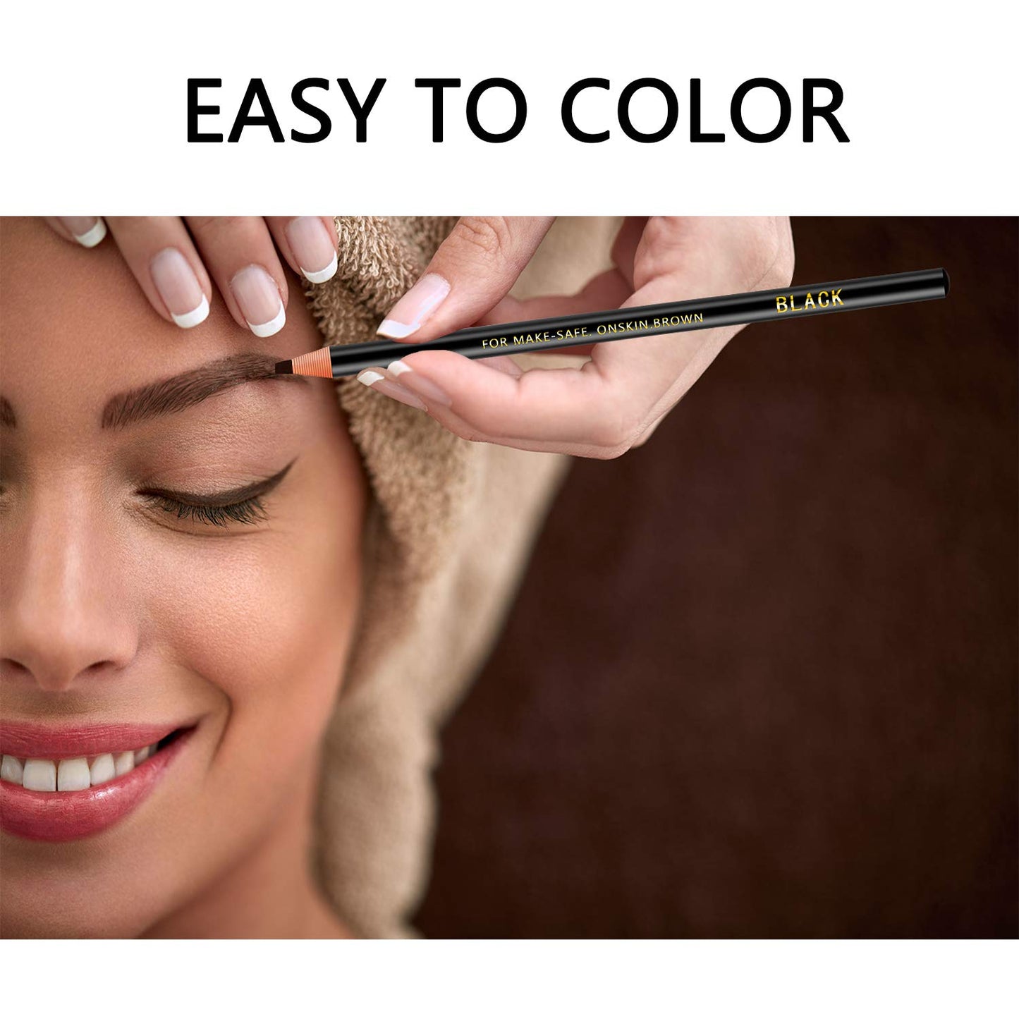 6 Piece Black Colour Waterproof Eyebrows Pencil Tattoo Makeup And Microblading Supplies Kit-Permanent Eye Brow Liners In Waterproof Eyebrow Pencils Peel - Brow Pencil Set For Marking