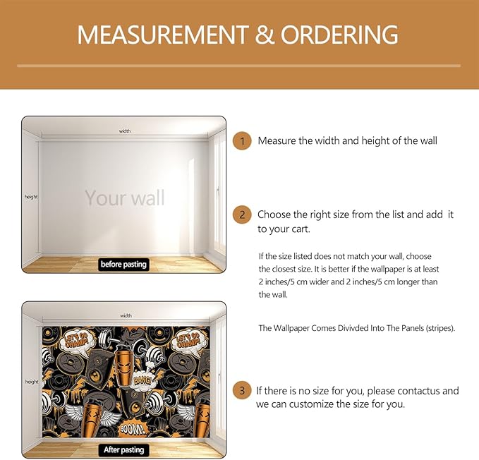 Gym Mural Wallpaper Dark Graffiti Wall Mural for Club Fitness Room Decoration（Not Peel and Stick）