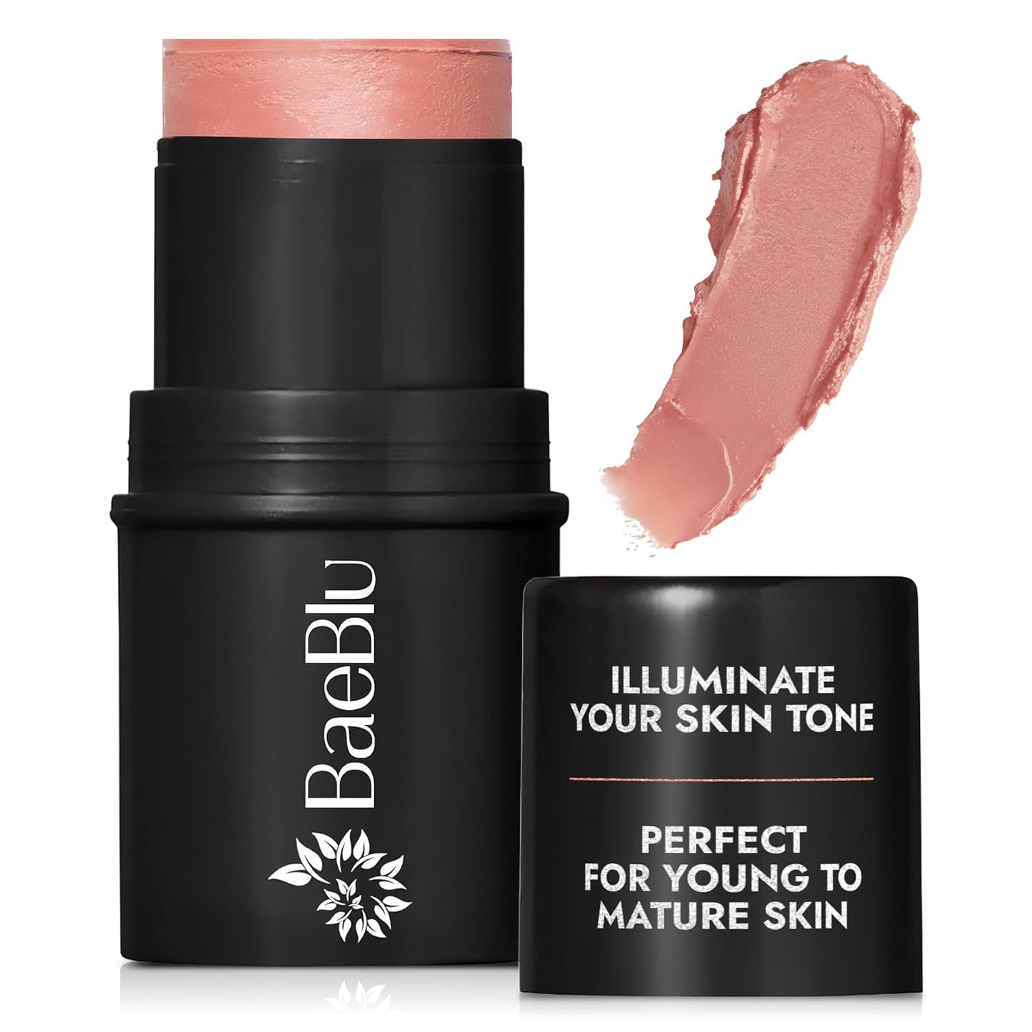 Organic Blush Tube, Rose - 100% Natural Vegan Cream Blush Sticks, Multi-Use Bronzer, & Highlighter for Lips, Cheeks & Eyes, Buildable Shimmer, Gluten-Free, Paraben-Free, Made in USA