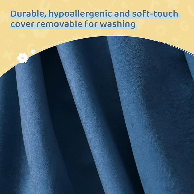 Travel Toddler Bed, 3-in-1 Convertible Sofa Bed for Toddler Portable Floor Beds, Flip Open Sofa Lounger for Girls and Boys, Made with High-Density Foam and Washable Cover,Blue