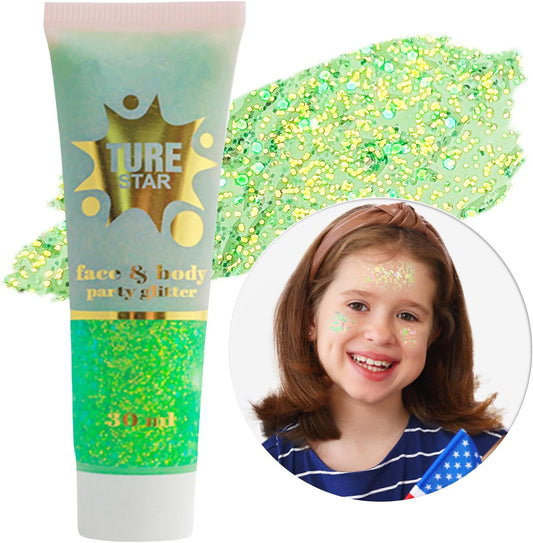 Go Ho Chameleon Green Body Glitter Gel,Color Changing St Patricks Day Face Glitter,Holographic Fine Chunky Sequins Glitters,Reflective Sparkly Festival Rave Accessories