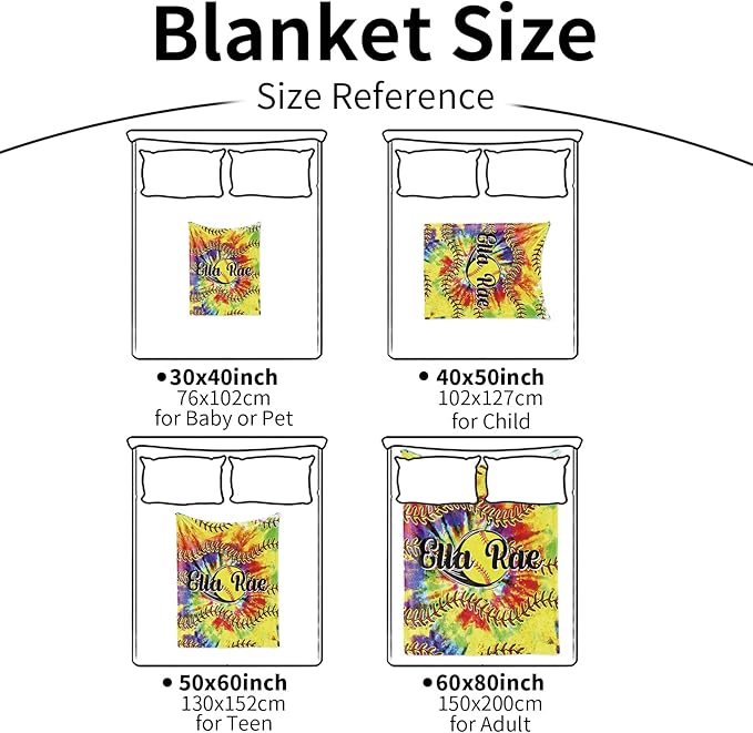 Personalized Softball Kids Blanket with Name and Number - Custom Sport Bed Blankets Gift for 0-3 Months Baby Essential - Super Warm and Comfortable 30x40inch