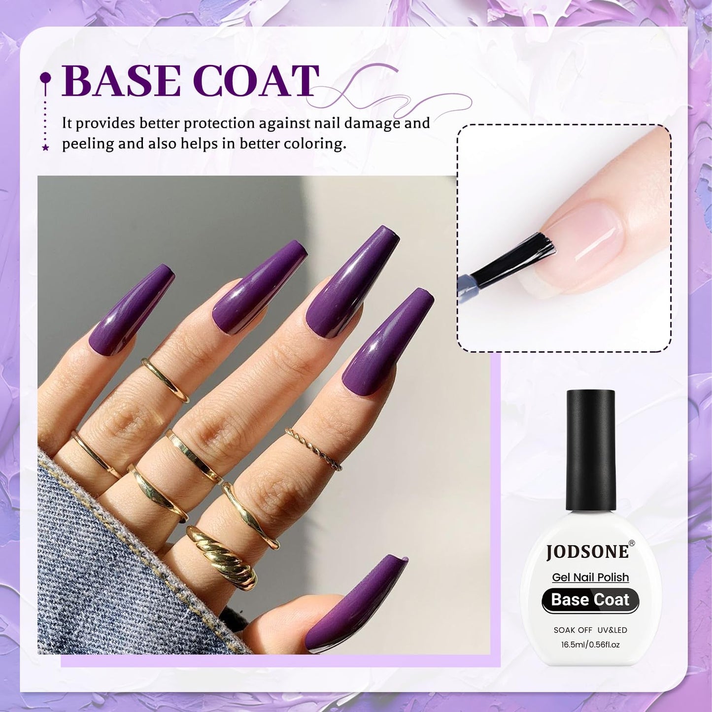 JODSONE 3Pcs Base Coat Glossy Top Coat Matte Top Coat for Long Lasting Shine and Velvety Finish 16.5ml Each Salon-Quality Nail Care Set