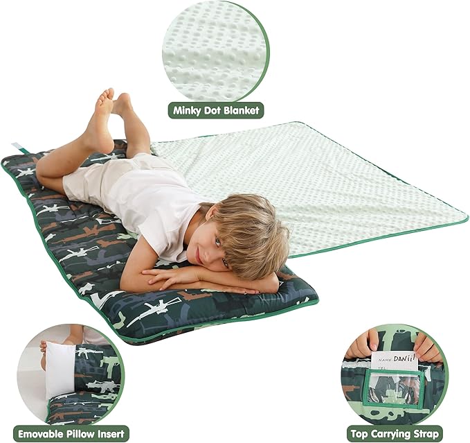 Viviland Toddler Kid Nap Mat for Preschool, Slumber Bag with Pillow and Blanket, Daycare Sleeping Bag Kindergarten Sleep Mat