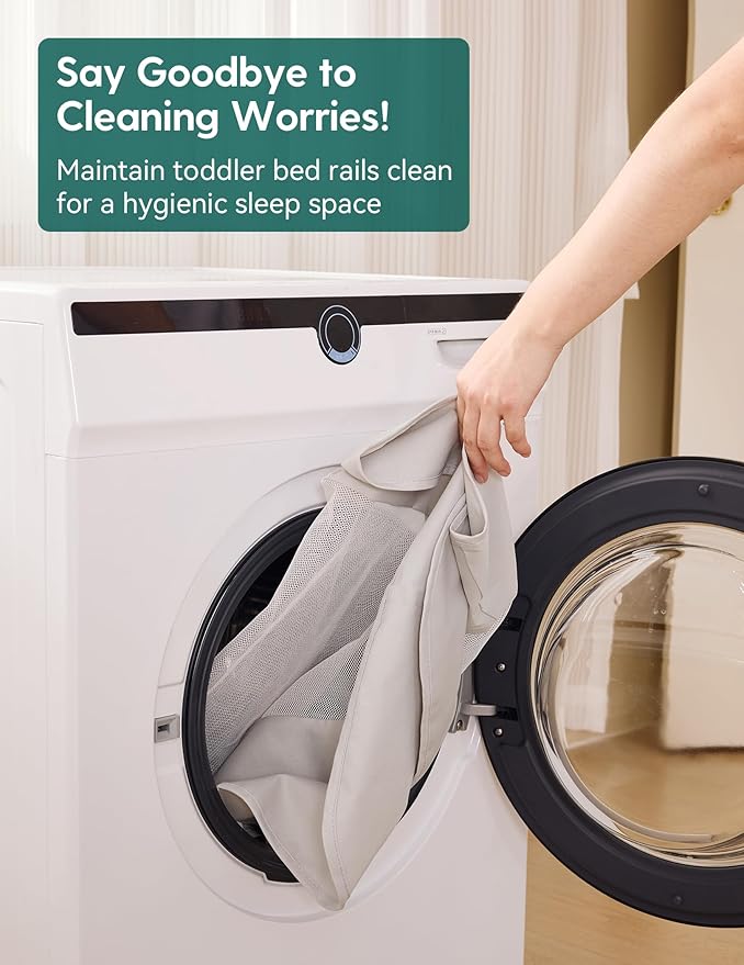 BABELIO Bed Rail for Toddlers, 43" Wide Swing Down & Adjustable Height Toddler Bed Rails for Kids/Elderly/Adults, Baby Side Railing for Twin/Full/Queen/King Size