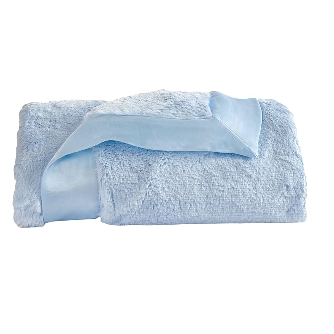 Little Giraffe Baby Blanket - Luxe Soft Blanket with Satin Trim - Baby Stroller Blanket - Newborn Baby Essentials & Baby Gifts - 29x35" - Blue