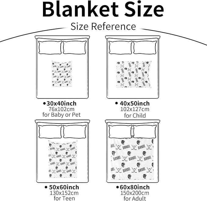 Custom Hockey Baby Name Blanket: Personalized Baby Essentials for Boys and Girls - Birthday Gift for Hockeys Lovers - Soft Fluffy Warm Skin Blankets 50x60inch